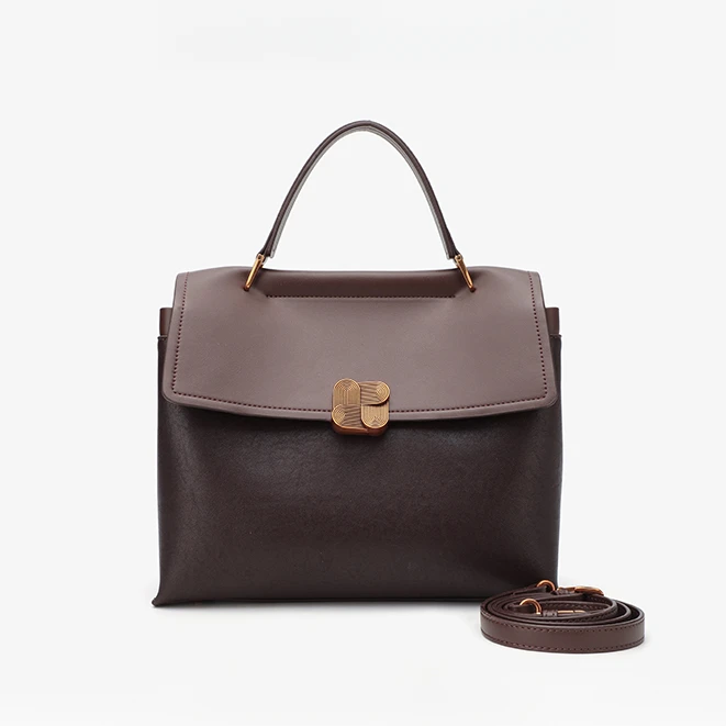 COVERAL KLORS复古锁扣单肩斜挎包CK24100515咖色