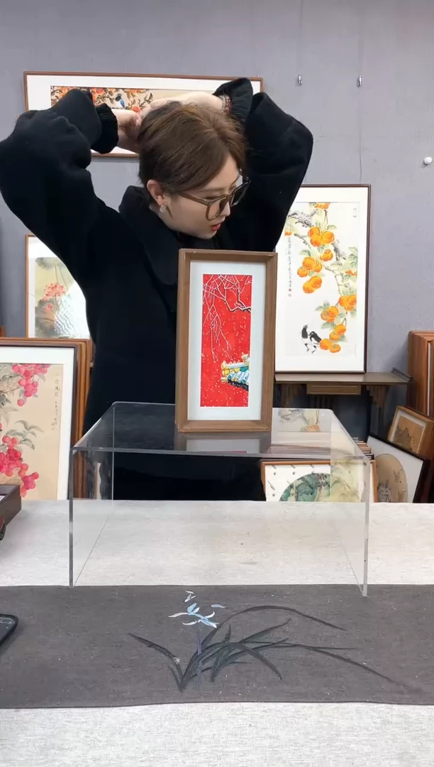 【闪购商品】国画手写手绘带框作品-16*29-