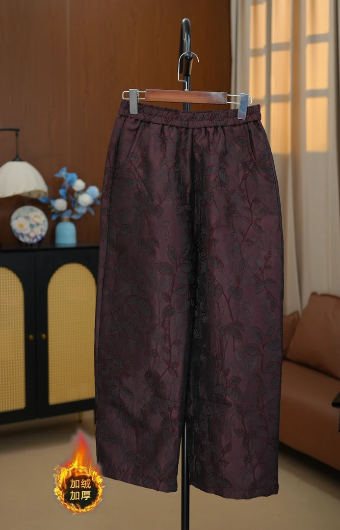 【金枝玉叶】秋款  高端定制提花中长款时尚百搭花苞裤中国风