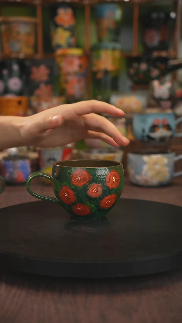 紫砂油画手绘釉下彩