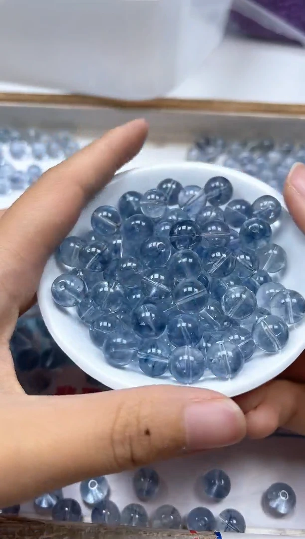 水晶珠宝半成品未镶嵌C725 深海蓝水晶10mm5个9.9元