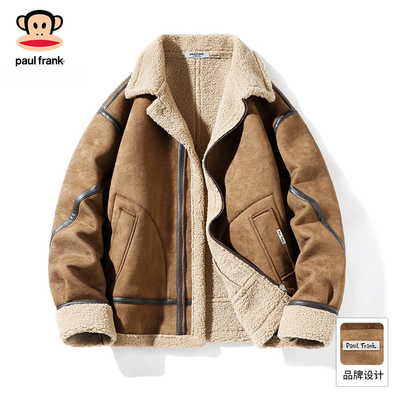 PaulFrank/大嘴猴冬季加厚保暖翻领休闲棉服男款美式复古夹克外套