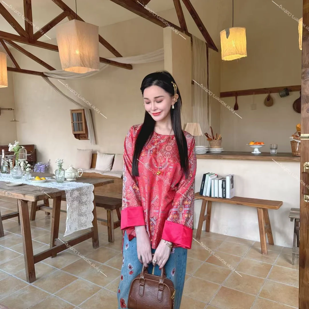 飞儿【圆满如意衬衫】轻奢设计感长袖斜襟衫复古国风衬衫