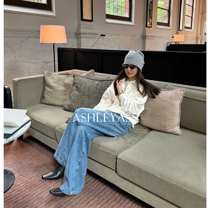 【ASHLEYASS】“第五大道”水洗牛仔裤YKK拉链AE线擦砂工艺LSN241213S