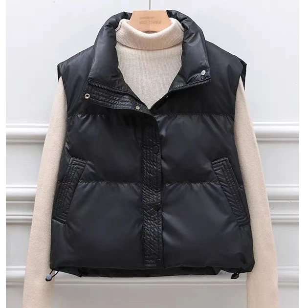 小个子胖mm羽绒棉服马甲女生2024秋冬款免洗宽松显瘦立领外套马夹