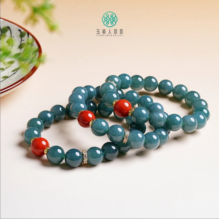 石惑珠宝~翡翠单圈圆珠手串约11mm+&多样性发一