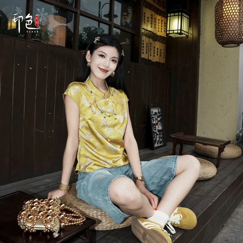 【明瑞】新中式国风夏季新款盘扣轻薄无袖上衣女LY-G8307