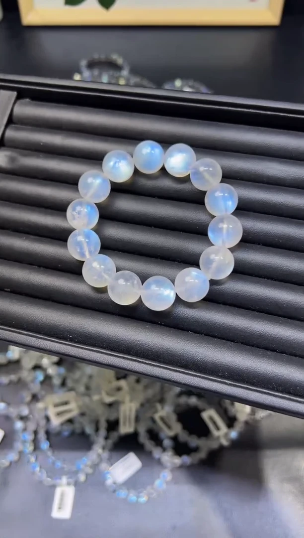 【闪购商品】长石手链未镶嵌15mm蓝月光单圈 默认微瑕介意勿拍
