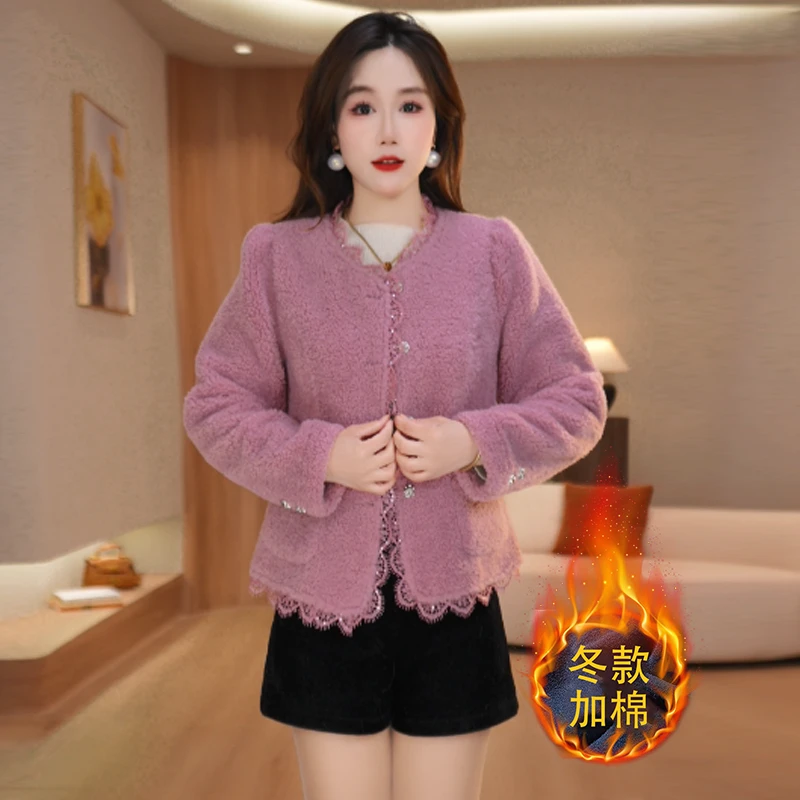 美瑞小香风夹棉外套女2025新款加厚减龄高级感小个子棉服小棉袄冬