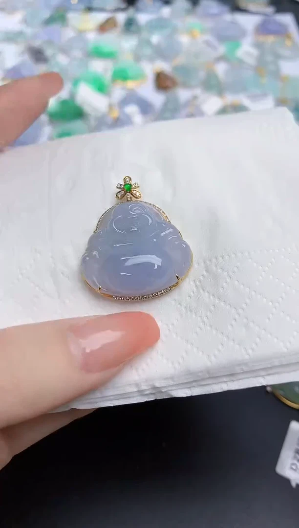 【闪购商品】翡翠颈饰18K金镶嵌天然缅甸翡翠A货