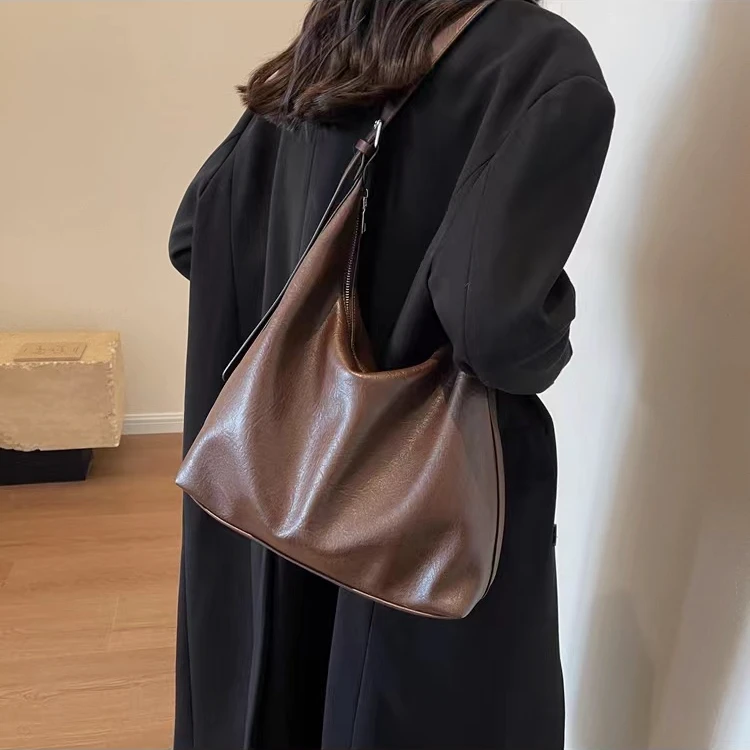 美拉德复古大容量托特包女2025新款春夏时尚单肩包通勤百搭斜挎包