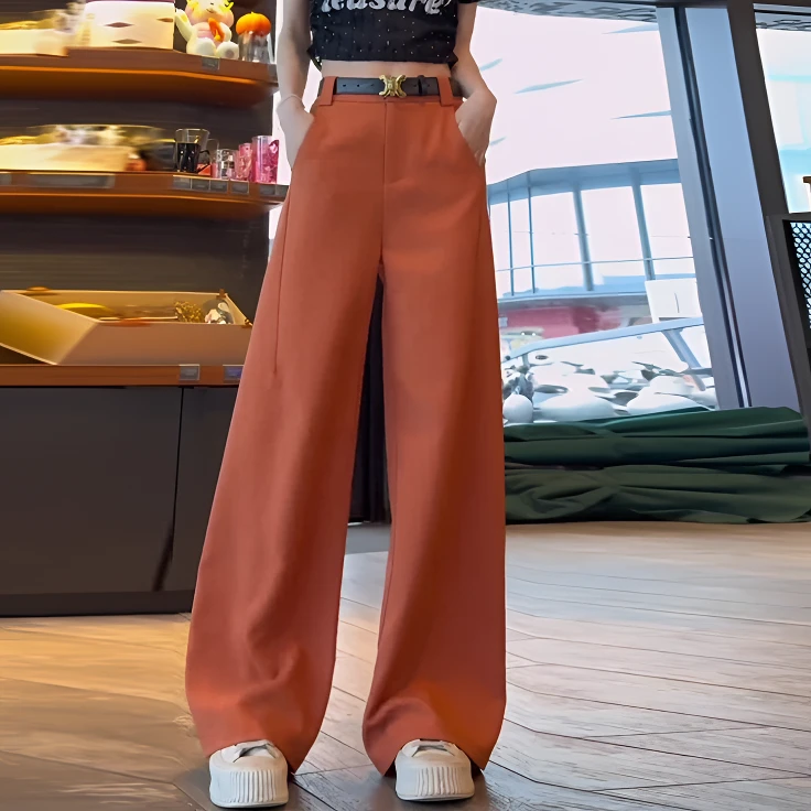 夏季百搭爆款窄版阔腿裤女2025新款高腰显瘦垂感洋气西装直筒裤