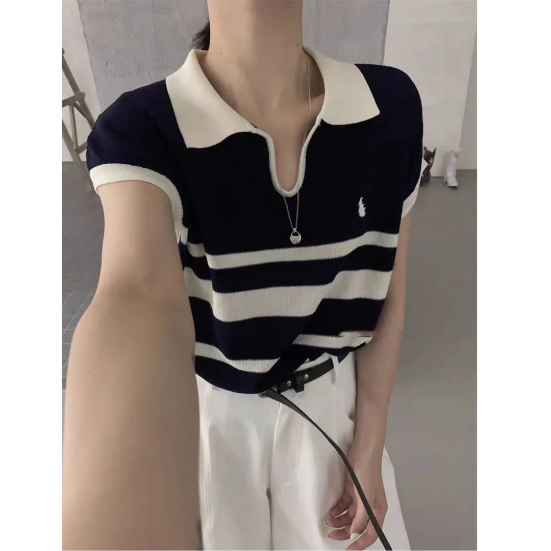 （柚子同款）SG夏款轻骑刺绣显瘦冰丝针织飞袖T恤885