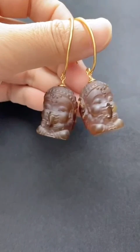 【闪购商品】琥珀裸石银S925镶嵌琥珀耳坠