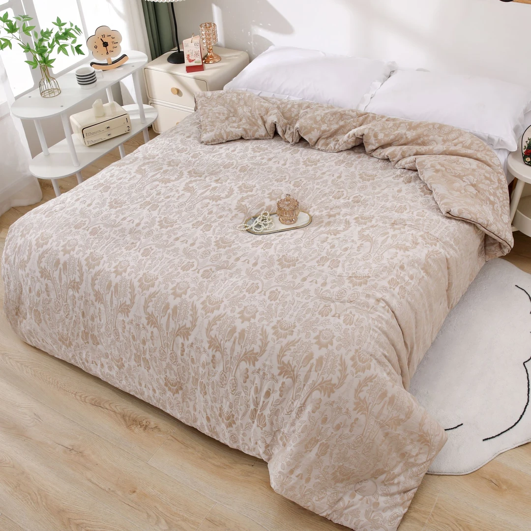 【荣花-四件套】轻奢高端秋冬加厚浮雕织花工艺麻四件套床品