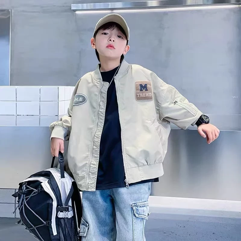 2025春上新男童棒球服痞帅炸街夹克外套中大童