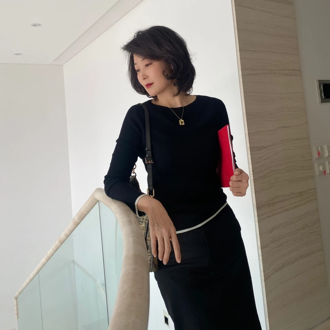 【维姐精选】LB 黑桃 100绵羊毛进口机60针精纺工艺毛针织衫