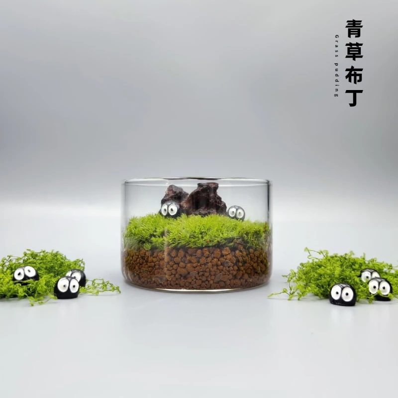 青草布丁抹茶蛋糕苔藓造景桌面摆件生态微景观懒人绿植创意小礼物