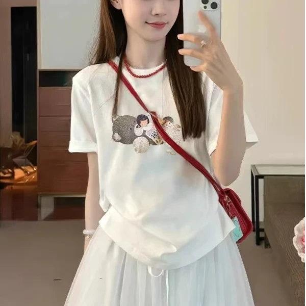 【锦衣服饰】YM 063韩系百搭卡通印花短袖T