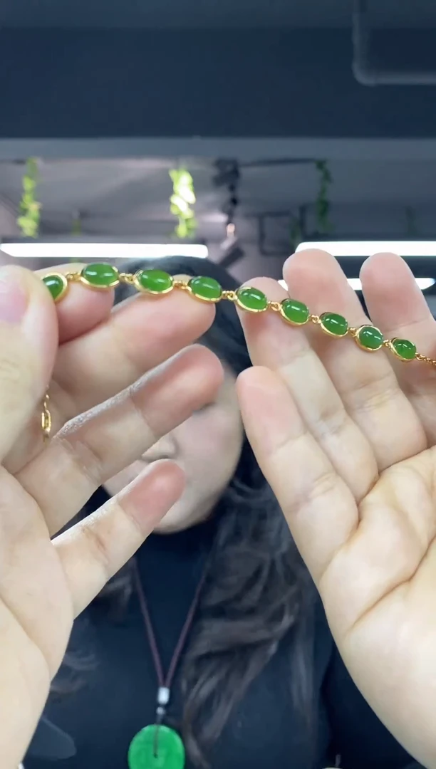 银S925镶嵌手链和田玉多样性发其一颜色微差