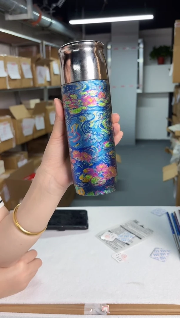 纯钛彩钛咖啡杯380ml特惠清仓-睡莲