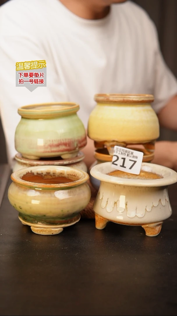 瓷片泥泥多肉花盆  217口7