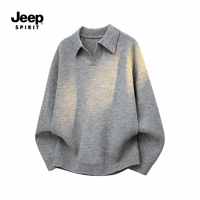 JEEPSPIRIT吉普复古翻领毛衣男秋季时尚款高级感针织衫慵懒风外套