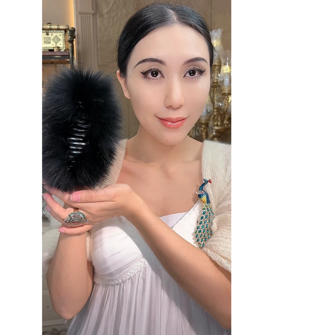 S 五倍毛量比男朋友的手还大的狐狸毛发夹显发量神器抓夹复古