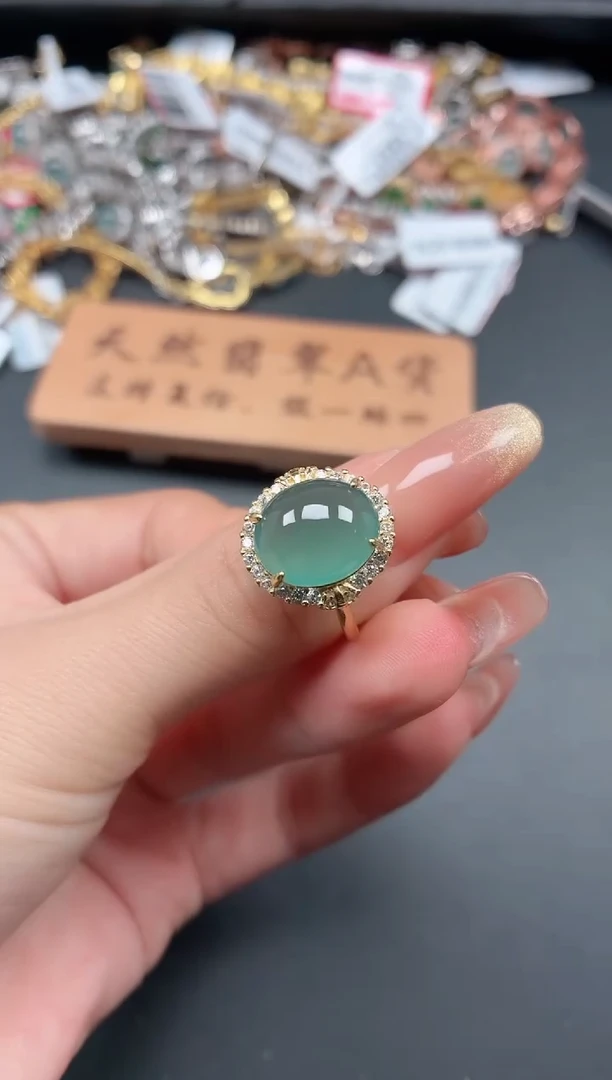 银S925镶嵌戒指翡翠1