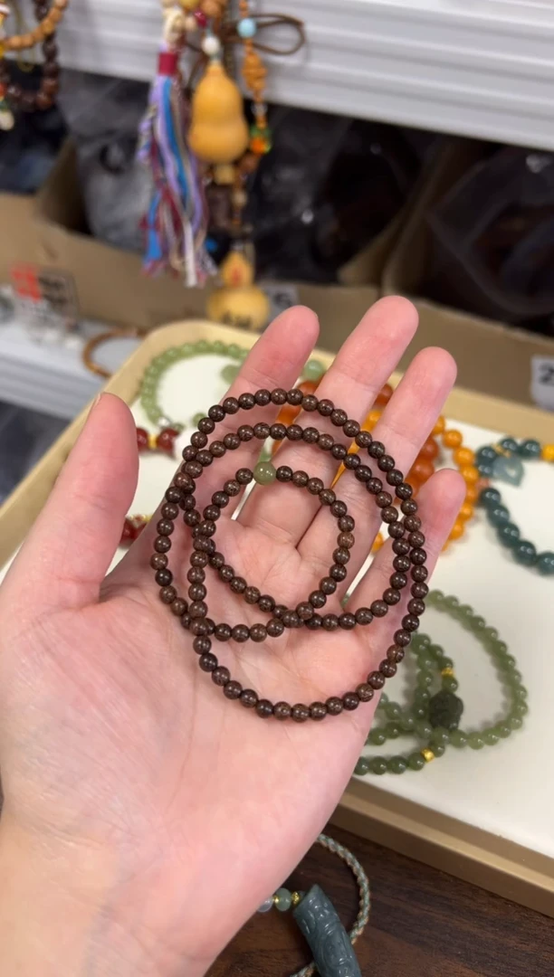 未镶嵌苏木（金丝檀）手串金丝檀木和田玉款多圈[0969]