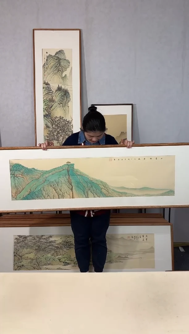 国画手绘*山亭临清风*52*172cm