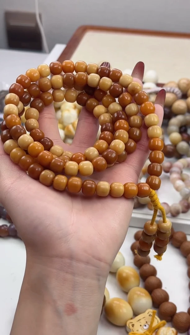 手串菩提根/象牙果干磨82年小老太多宝奶咖桶珠9*10mm念珠