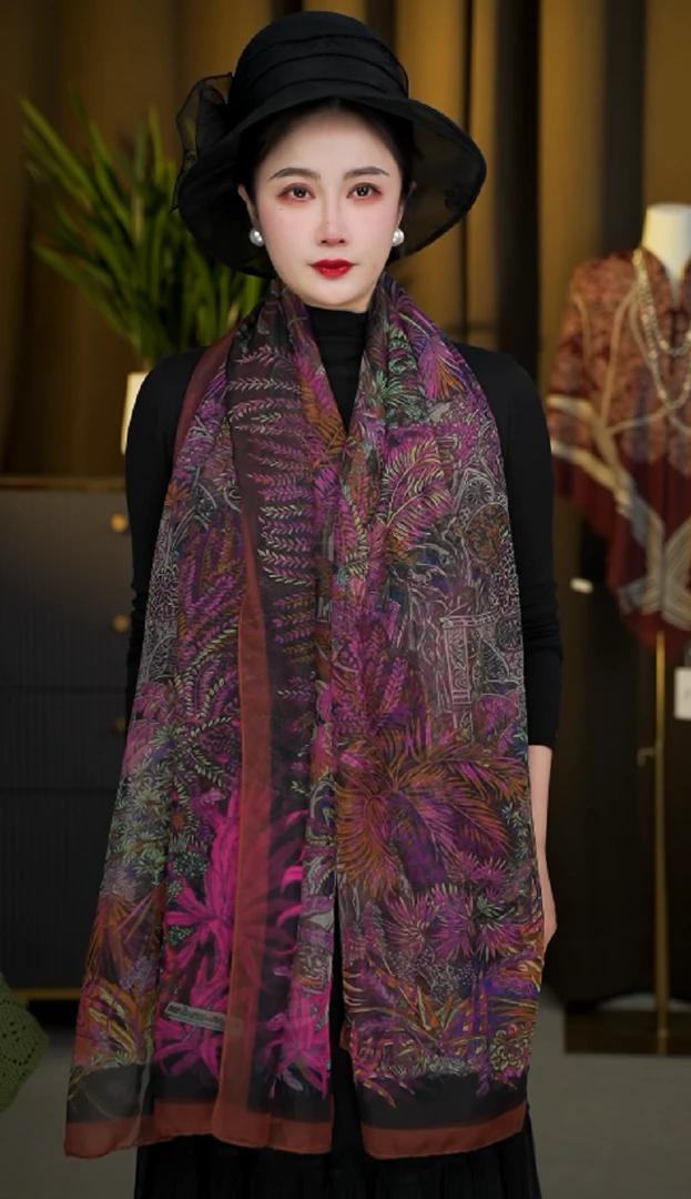 1-197 云朵纱 热带雨林 130*180左右丝巾多功能女款爆款百搭纱巾