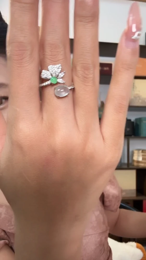 银S925镶嵌戒指翡翠戒指