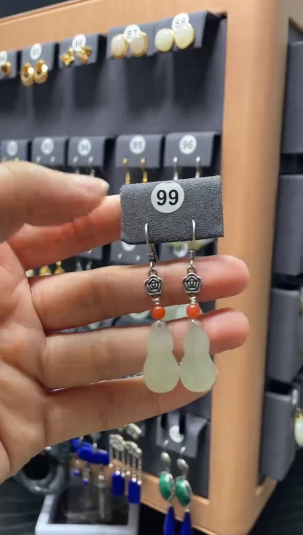 【闪购商品】和田玉耳饰银S925镶嵌0099