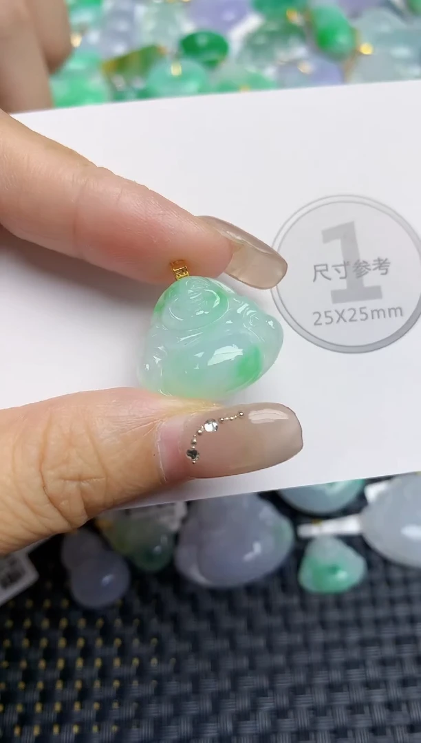 颈饰18K金镶嵌翡翠天然缅甸A货翡翠百元以上9元证书费自理