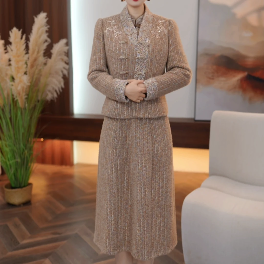 【芊霓女装】26015冬季时尚两件套连衣裙新款遮肚子显瘦洋气