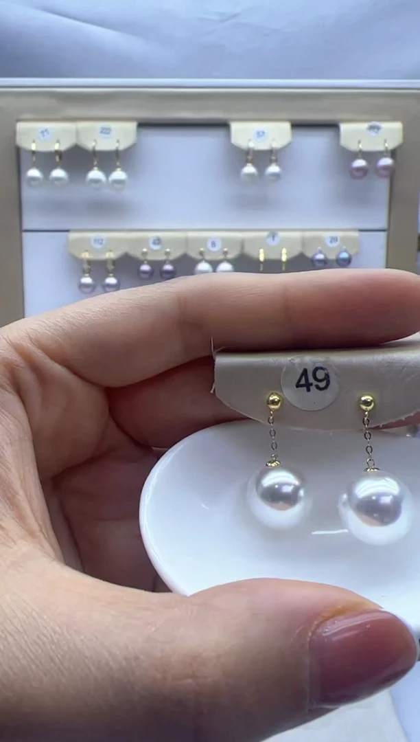 【闪购商品】淡水珍珠耳饰18K金镶嵌49