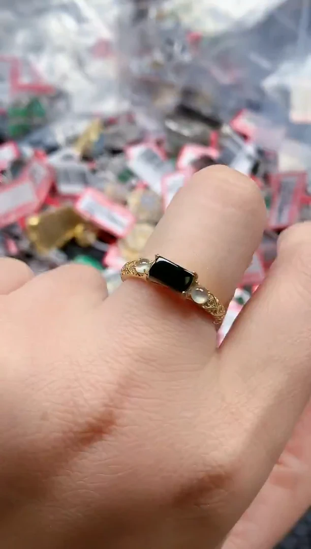 银S925镶嵌戒指翡翠天然A货缅甸翡翠