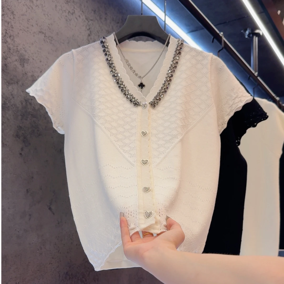 【定制大码女装80-200斤】气质甜美重工显瘦百搭V领开衫上衣2150