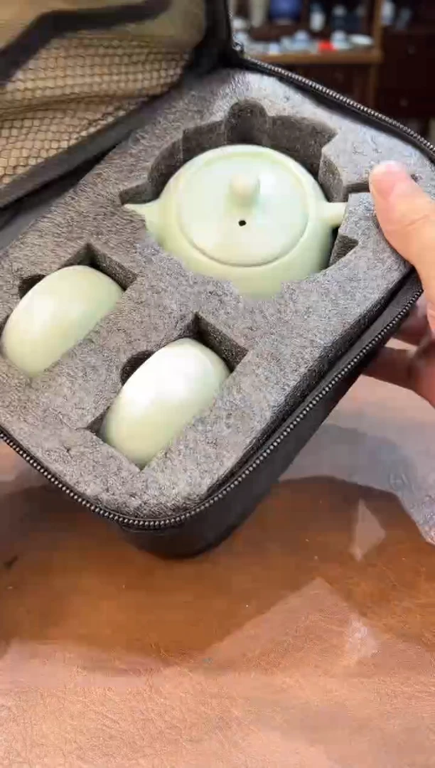 真的很便宜超好看会开片的旅行茶具