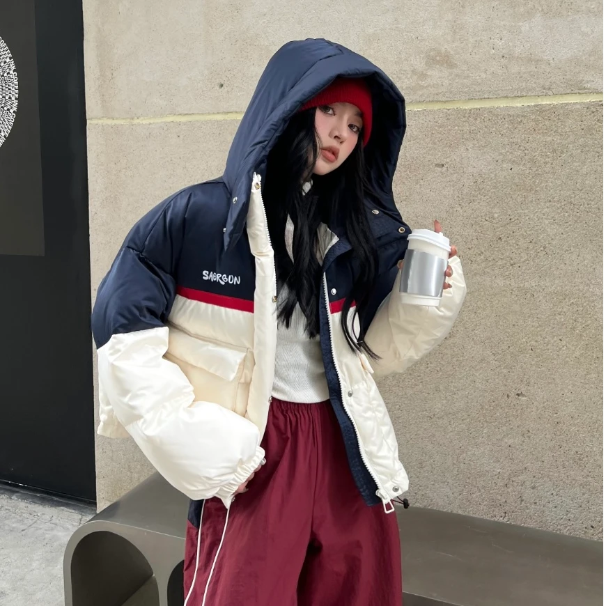 24年冬季新款保暖潮流时尚双拼色90鸭绒羽绒外套羽绒服