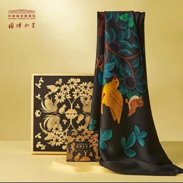 文创礼物岁月静好真丝丝巾中国国家博物馆送妈妈老师女礼品盒年货