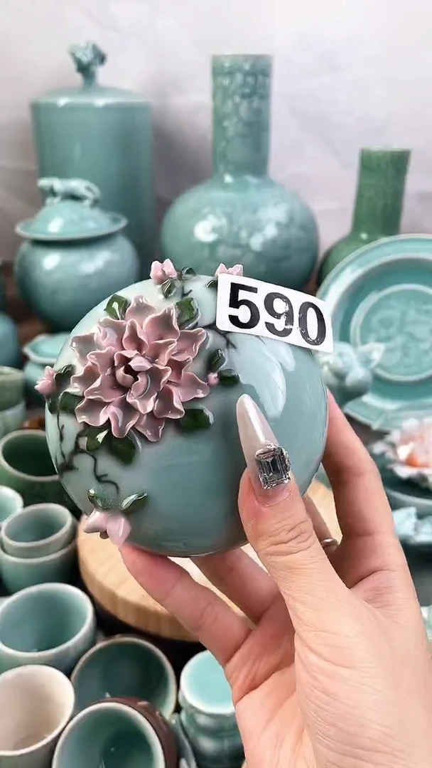 纯手工 特价福利 微瑕 慧仙青瓷