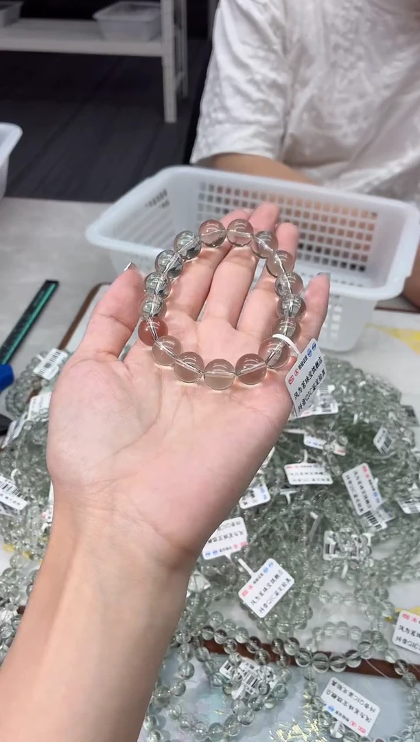 水晶手串未镶嵌k5555绿水晶12mm+多样性发一