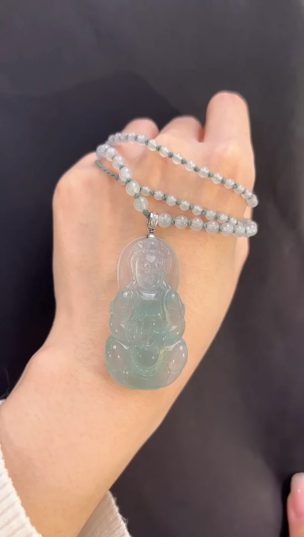 项链未镶嵌翡翠观音吊坠多人不退不换