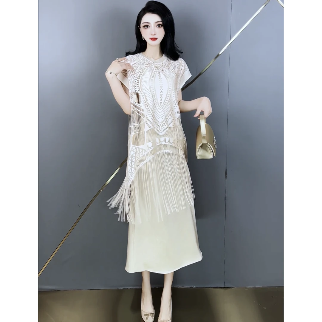 夏季新款法式时尚优雅流苏气质轻奢套装24625