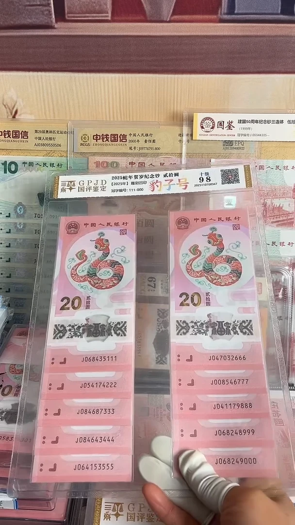 塑料蛇年生肖纪念钞十连号尾豹