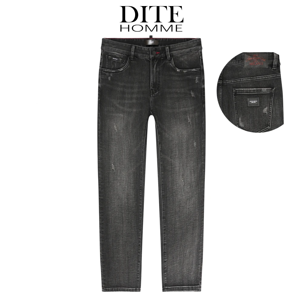DITE男装 修身直筒牛仔裤男装25年秋冬季新款男士痞帅潮流牛仔裤