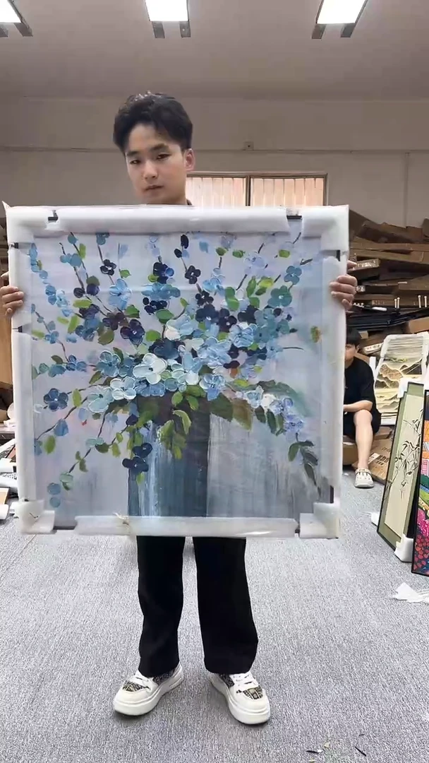竖款油画80*80花卉